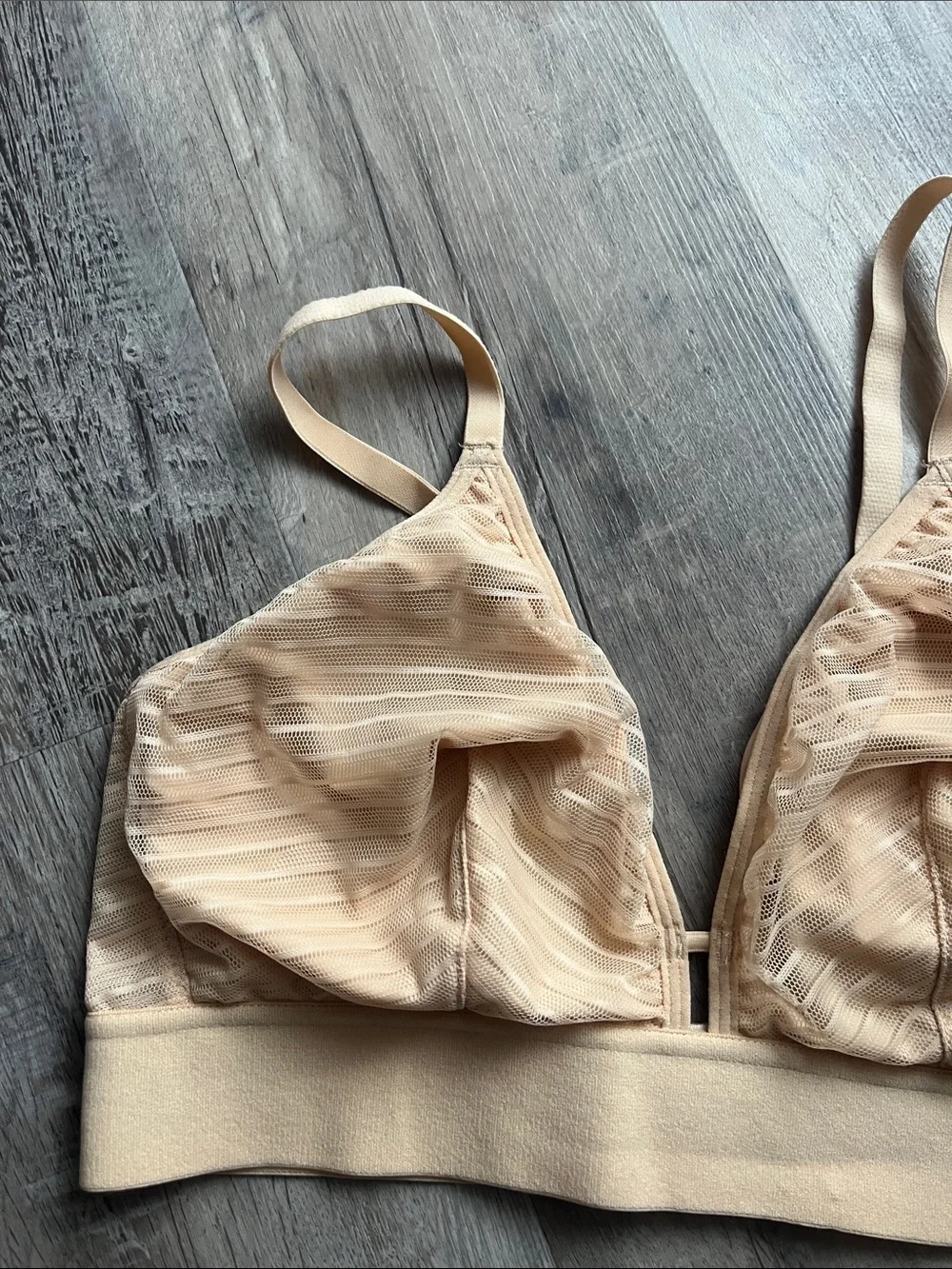 Lively Light Nude Wireless Bralette with Sheer Striped Cups